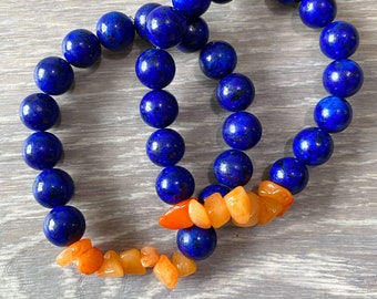 Orange and Blue Beaded Bracelet, Orange Bracelet, Blue Bracelet, Auburn Bracelet, Florida Bracelet, Auburn Jewelry, Florida Jewelry