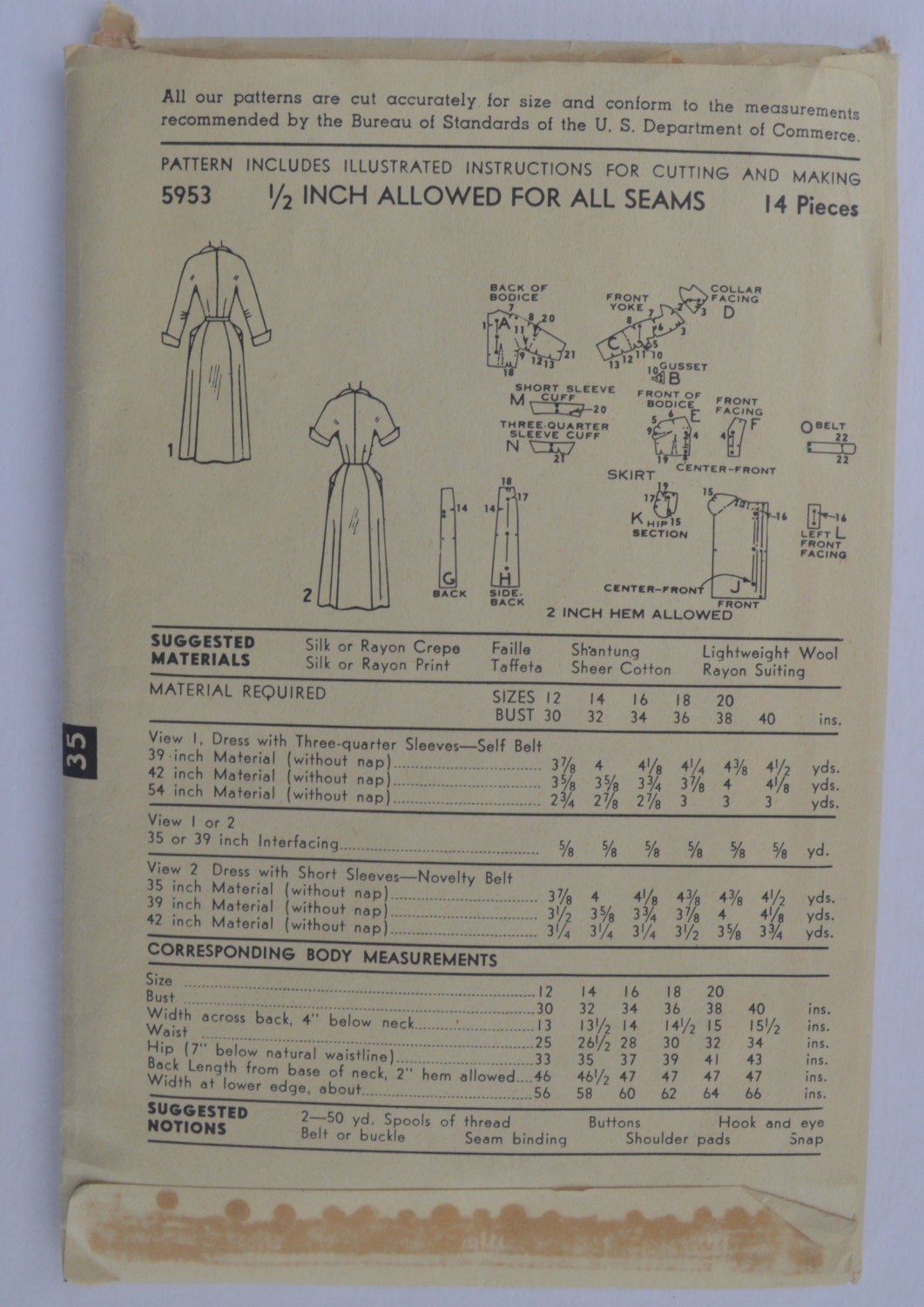 Vintage Sewing Pattern Advance 5953 Women's Dress | Etsy