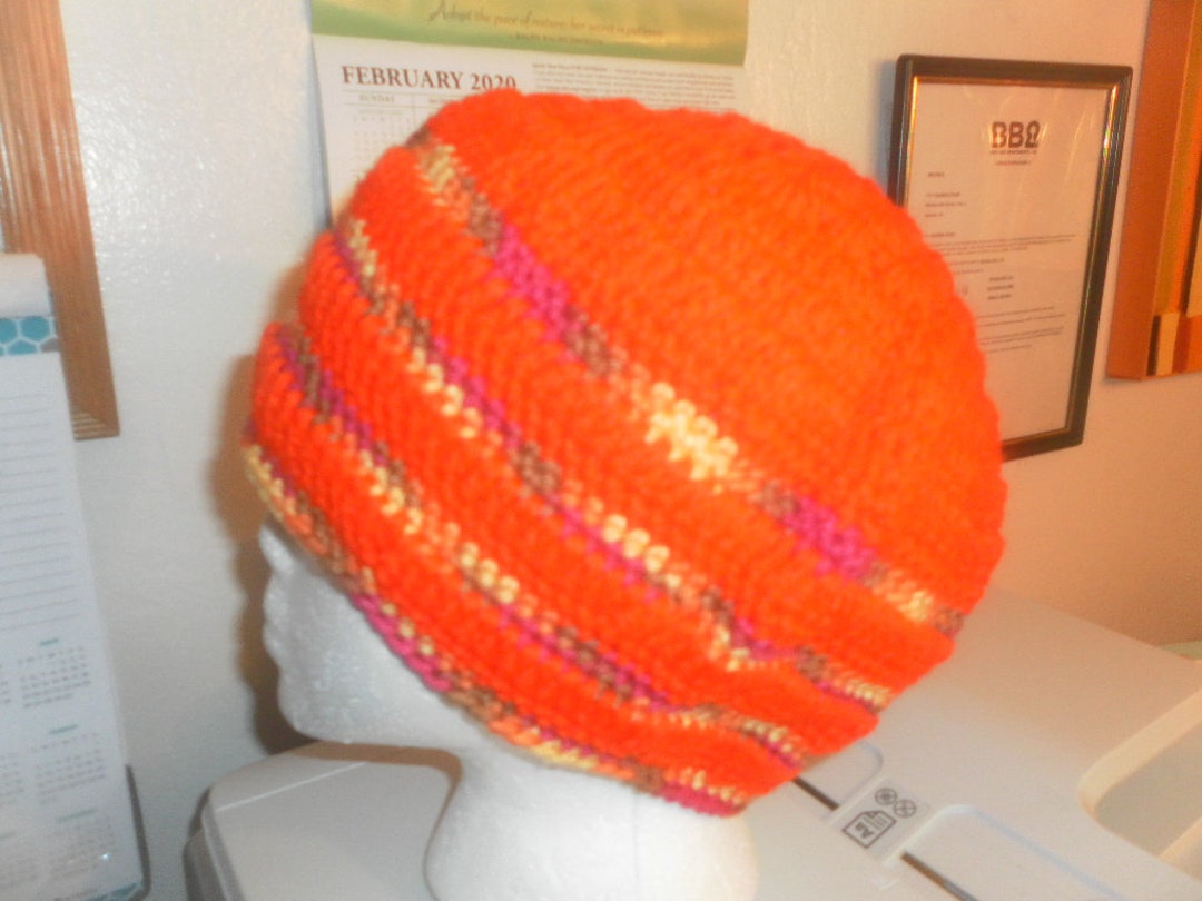 Markesh Design Orange + Markesh - Hand Crocheted Beanie, 9 Inches Deep, 10 Inches Wide ...