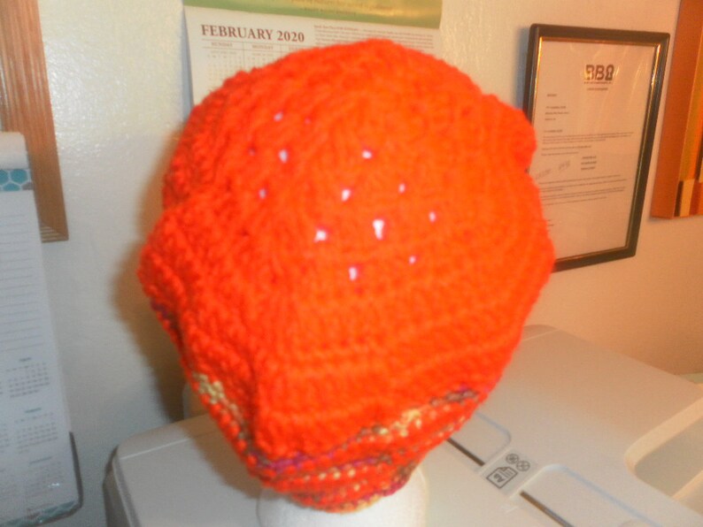Markesh Design Orange + Markesh - Hand Crocheted Beanie, 9 Inches Deep, 10 Inches Wide ...