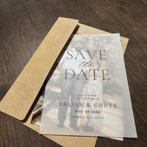 Simplistic vellum save the date, save the date, custom diy save the date invitation, wedding invitation
