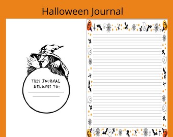 Halloween Journal l Lined Journal l PDF Download l Pumpkins l  Witches l Ghost