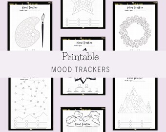 12 Mood Tracker Printable | Monthly Mood Chart | Self-Care Bullet Journal | Mood Journal Kit | Mental Health Workbook | A5 & A4