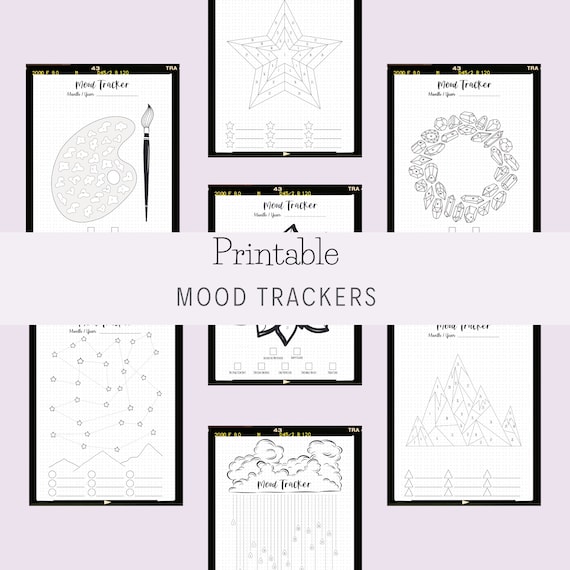 12 Mood Tracker Printable | Monthly Mood Chart | Self-Care Bullet Journal | Mood Journal Kit | Mental Health Workbook | A5 & A4