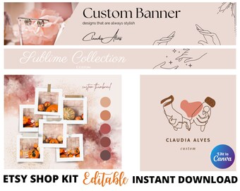 Kit de tienda de Etsy, conjunto de banners de Etsy, kit de tienda de banners de Etsy, banner Canva de Etsy, banner y logotipo de Etsy, kit de banners, plantilla de kit de marca de Etsy