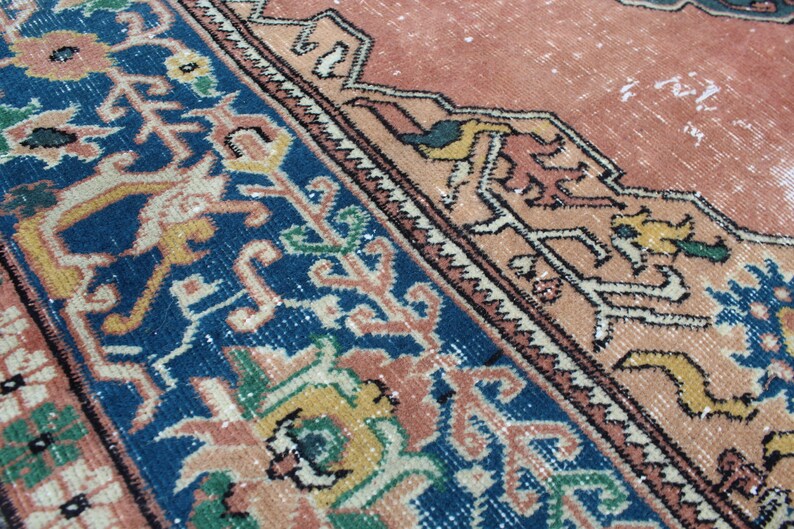 Anatolian Home Decor Nursery Oriental Area Rug Turkish Rug Vintage Handmade Low Pile Oushak Office Area Rug Carpet 106x77,268x196cm