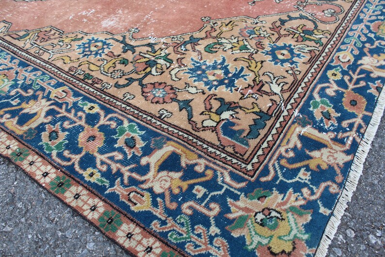 Anatolian Home Decor Nursery Oriental Area Rug Turkish Rug Vintage Handmade Low Pile Oushak Office Area Rug Carpet 106x77,268x196cm