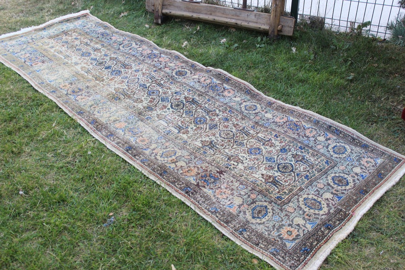 Anatolian Oushak Wool Rug 112x37,285x95cm Vintage Handmade Distressed Hallway Turkish Runner Rug Turkish Patchwork Runner Rug