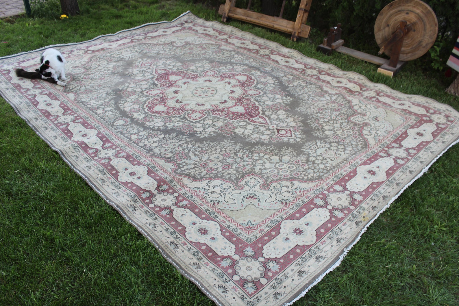 12x8 Turkish Oversize Rug Vintage Handmade Low Pile Boho Etsy