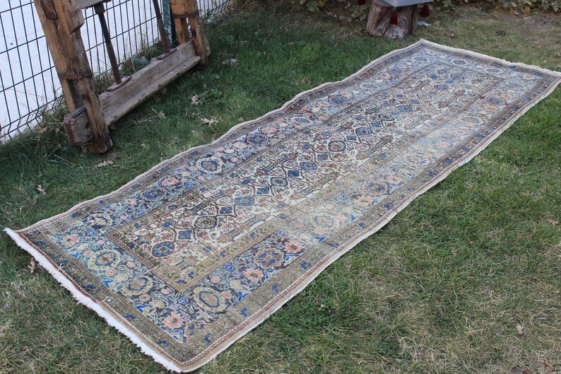 Anatolian Oushak Wool Rug 112x37,285x95cm Vintage Handmade Distressed Hallway Turkish Runner Rug Turkish Patchwork Runner Rug