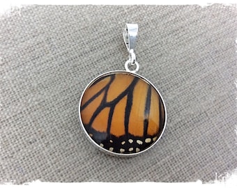 Real Butterfly Wing Jewelry; Monarch Jewelry; Butterfly Pendant; .999 Fine Silver; Insect Jewelry; Glass Pendant