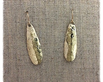 Hammered Teardrop Gold Dangle Earrings; gold filled; brass; gold; jewelry; modern; summer jewelry