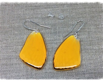 Real Butterfly Wing Jewelry; Butterfly Wing Earrings; Orange; Apricot; Butterfly Earrings; nature jewelry; insect; Butterfly TOP Wing