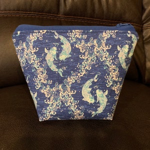 Blue Koi Fish Zippered Bag