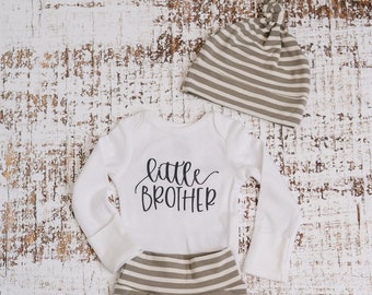 Newborn little brother outfit, baby boy hospital outfit, baby shower gift boy, newborn boy gift, newborn boy outfit, baby boy gift