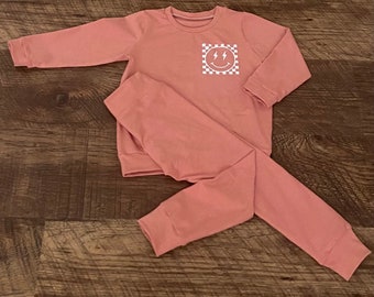 Smiley lounge set for toddler, lounge set for baby, pj set for toddler, pj set for baby, girl lounge set, boy lounge set, unisex lounge set