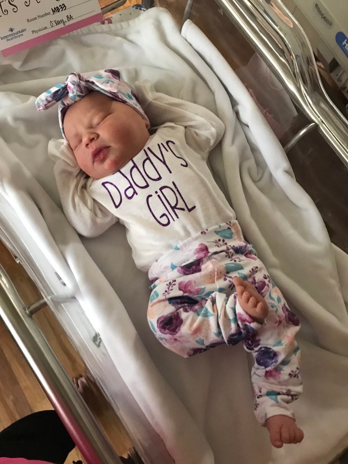 Daddy's Girl / baby girl floral outfit / baby photo prop Etsy