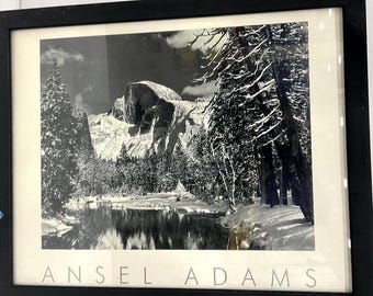 Half Dome, río Merced, invierno – Fotografía de Ansel Adams – Impresión de la galería de Yosemite