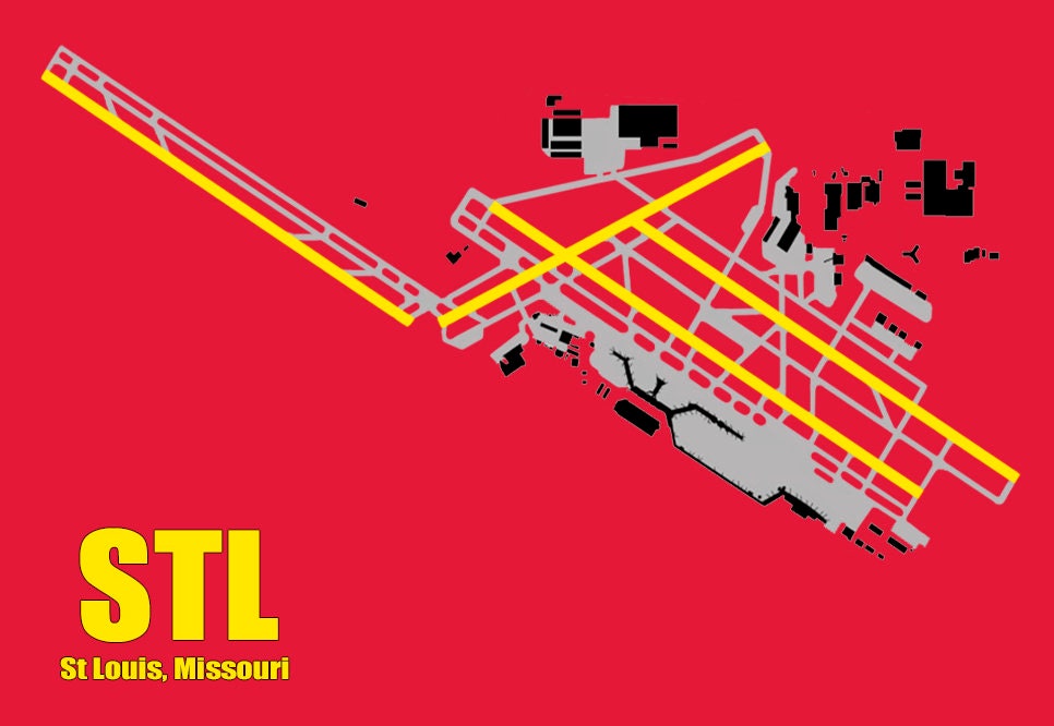 STL St Louis Int'l Airport Diagram Map Handmade 3.25