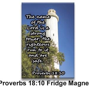Proverbs 18:10 Watch Tower Handmade 3.25&quot; x 2.25&quot; Fridge Magnet (PMT9101)