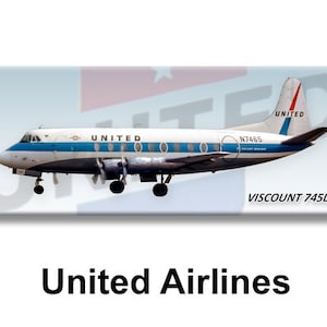 United Airlines Viscount 745D Handmade 2&quot; x 5&quot; Fridge Magnet (PMT1781)
