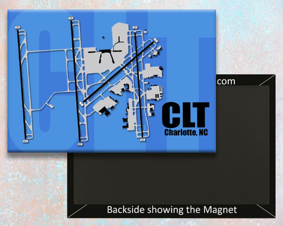 CLT Charlotte Airport Diagram Map Handmade 3.25