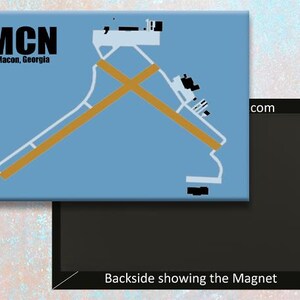 MCN Macon Georgia flygplatsdiagram Handgjord kylskåpsmagnet 7,6 x 5,2 cm (MM10049)