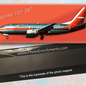USAir Airlines Boeing 737-3B7 Handmade 2&quot; x 5&quot; Fridge Magnet (PMT1557)