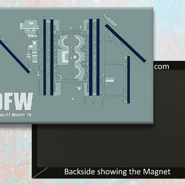 DFW Dallas/Ft Worth Airport Diagram Map Handmade 3.25" x 2.25" Magnet (MM10008)