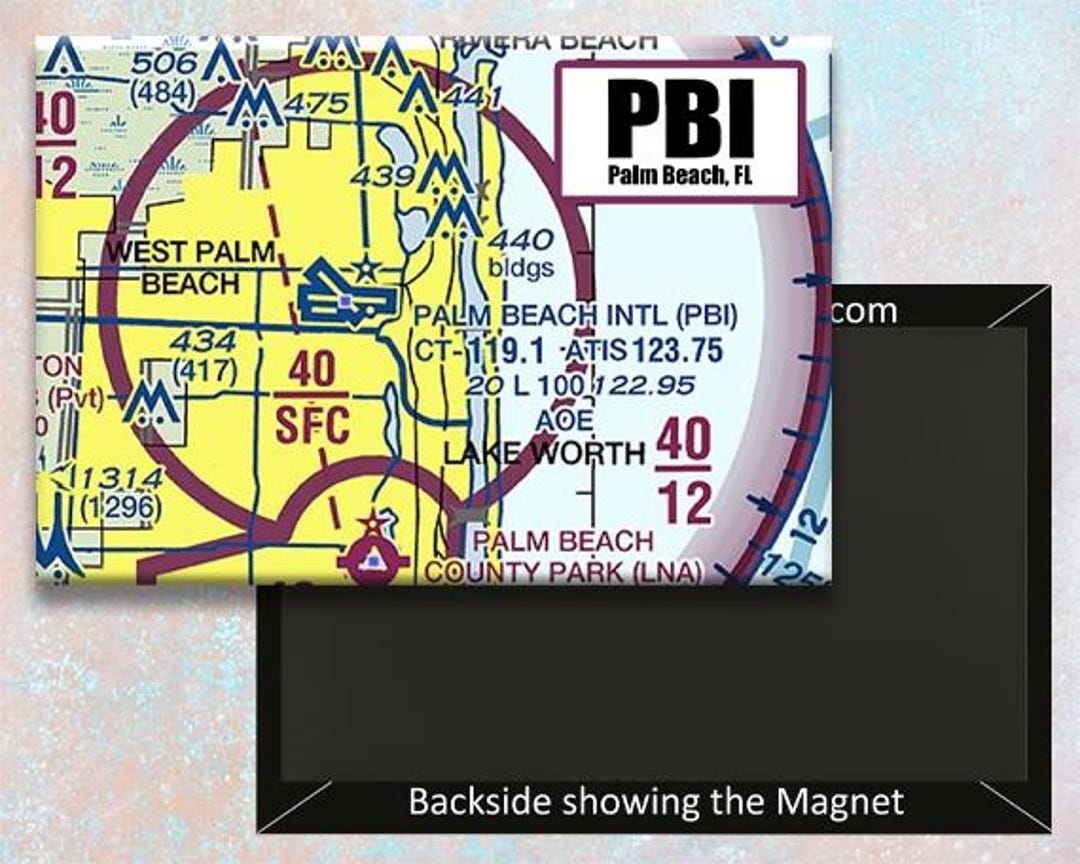 PBI Airport Sectional Map Handmade 3.25