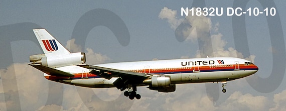 ユナイテッド航空 ダグラスDC-10 ハンドメイド 2インチ×5インチ フォト
