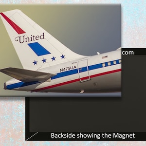 Imán para nevera hecho a mano con el logotipo de la cola del Airbus A320 de United (8,25 x 5,75 cm) (PMCT4040)