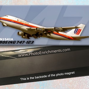 United Airlines Boeing 747-123 2&quot;x5&quot; Handmade Photo Magnet (PMT1684)