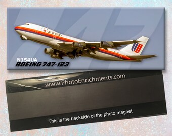United Airlines Boeing 747-123 2"x5" Handmade Photo Magnet (PMT1684)