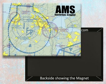 AMS Amsterdam Sectional Map Handmade 3.25" x 2.25" Fridge Magnet (MM10500)