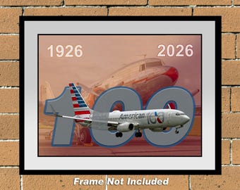 Fotografía a color de 11" x 14" del centenario de American Airlines (AA10011X14)