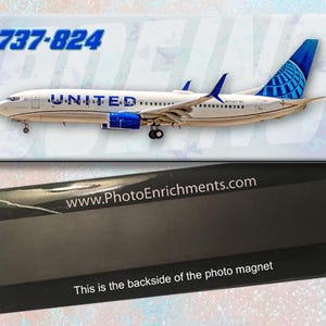 United Airlines, Boeing 737-824, 2019 Color Scheme, Handmade 2&quot; x 5&quot; Fridge Magnet (PMT1745)