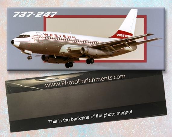 ウエスタン航空 ボーイング 737-247 ハンドメイド 2インチ x 5インチ