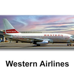 Western Airlines Boeing 737-247 Handmade 2&quot; x 5&quot; Fridge Magnet (PMT1782)