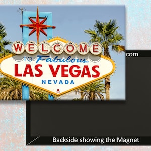 Imán de nevera hecho a mano con letrero de Las Vegas de 3,25&quot; x 2,25&quot; (PMD10024)