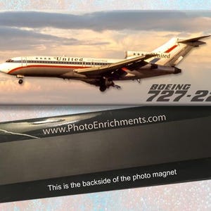 United Airlines Friendship Boeing 727-22 Handmade 2&quot; x 5&quot; Photo Magnet (PMT1704)