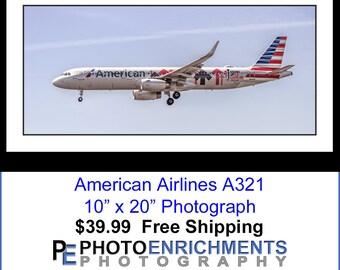 American Airlines Stand Up to Cancer Airbus A321 10x20 Photograph (APPM10090)