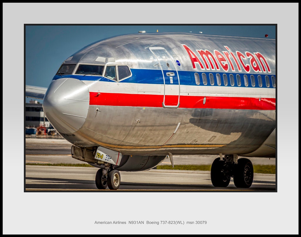 American Airlines Legacy Boeing 737 Nose N931AN 11x14 Photo