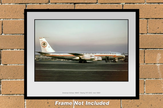 アメリカン航空ボーイング707-323C 11インチ×14インチ カラー写真