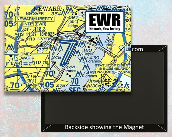 EWR Newark Airport Sectional Map Handmade 3.25