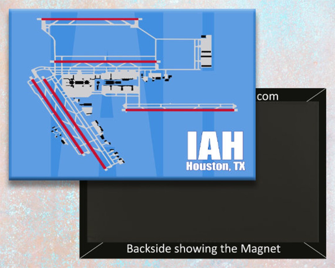 Houston Airport Diagram Map Handmade 3.25 X 2.25 Fridge MM10027