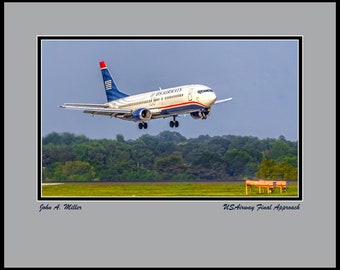 USAirways Boeing 737 Final Approach 16" x 20"  Color Photograph (APPL10012)