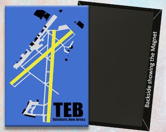 TEB Teterboro Airport Diagram Map Handmade 3.25" x 2.25" Magnet (MM10031)
