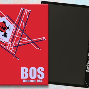 BOS Boston Airport Diagram Map Handmade 3.25&quot; x 2.25&quot; Fridge Magnet (MM10025)