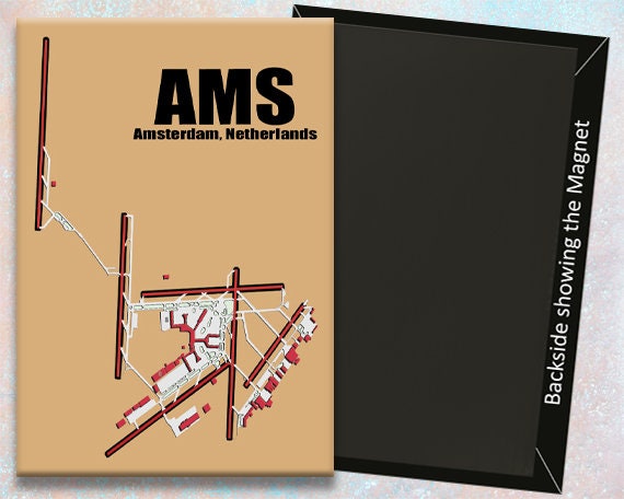 AMS Amsterdam Airport Diagram Map Handmade 3.25 X - Etsy